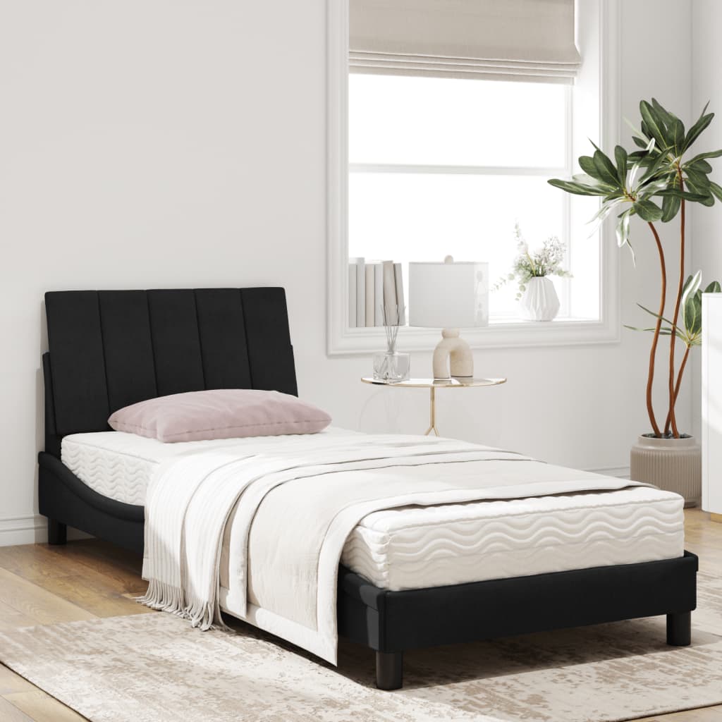 Letto con Materasso Hanko Nero 90x200 cm in Velluto - homemem39