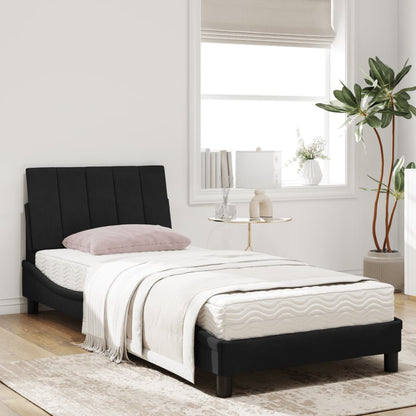 Letto con Materasso Hanko Nero 90x200 cm in Velluto - homemem39