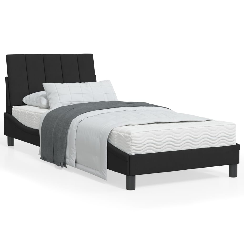 Letto con Materasso Hanko Nero 90x200 cm in Velluto - homemem39
