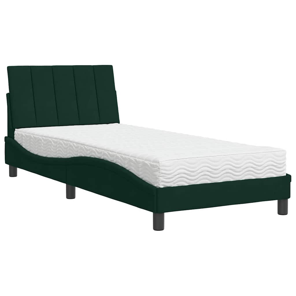 Letto con Materasso Hanko Verde Scuro 90x200 cm in Velluto | homemem39