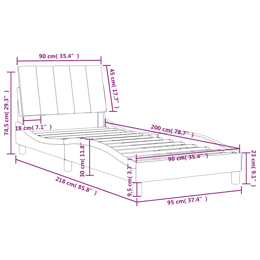 Letto con Materasso Hanko Verde Scuro 90x200 cm in Velluto | homemem39