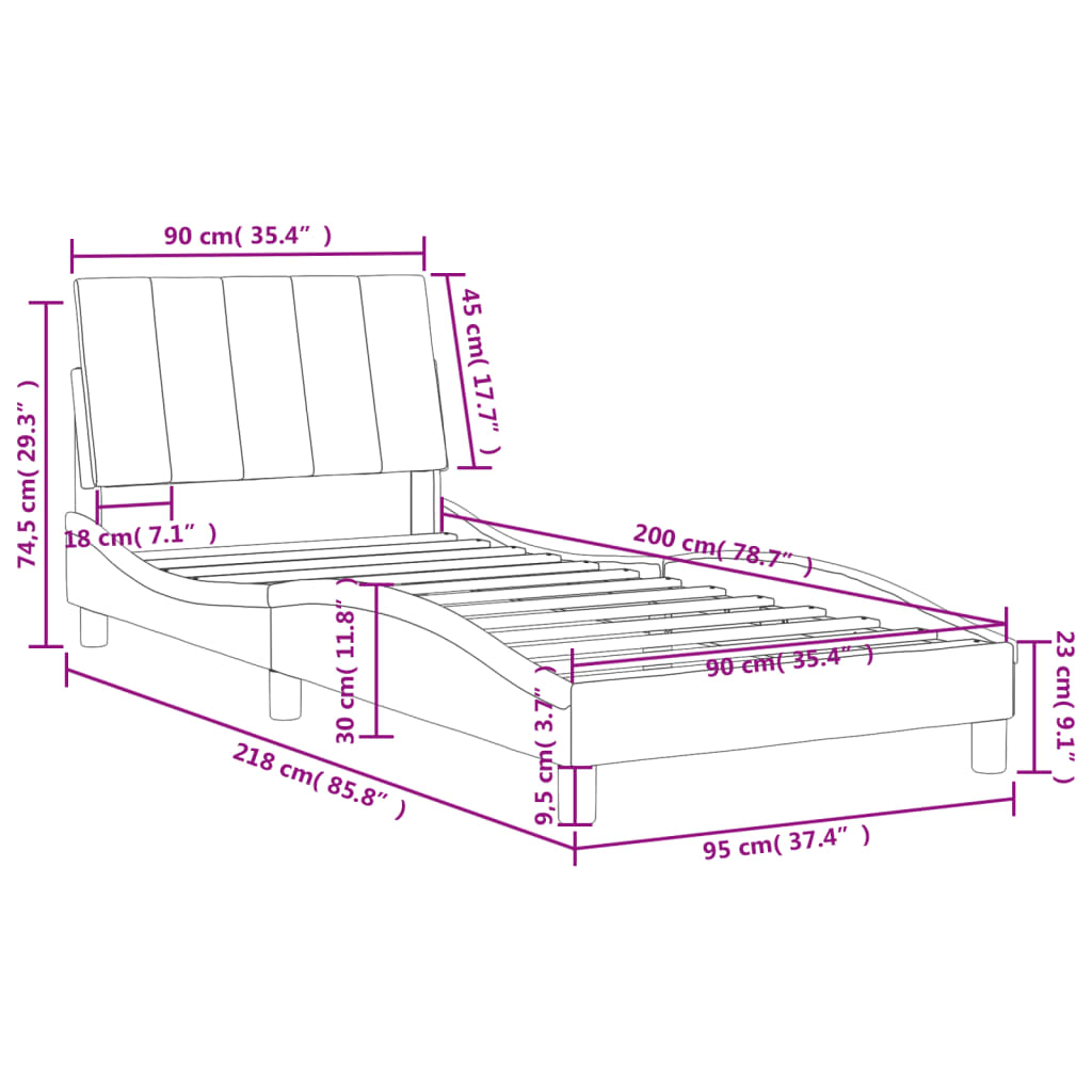 Letto con Materasso Hanko Rosa 90x200 cm in Velluto | homemem39