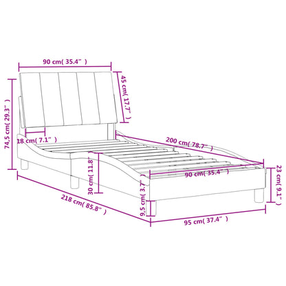 Letto con Materasso Hanko Rosa 90x200 cm in Velluto | homemem39
