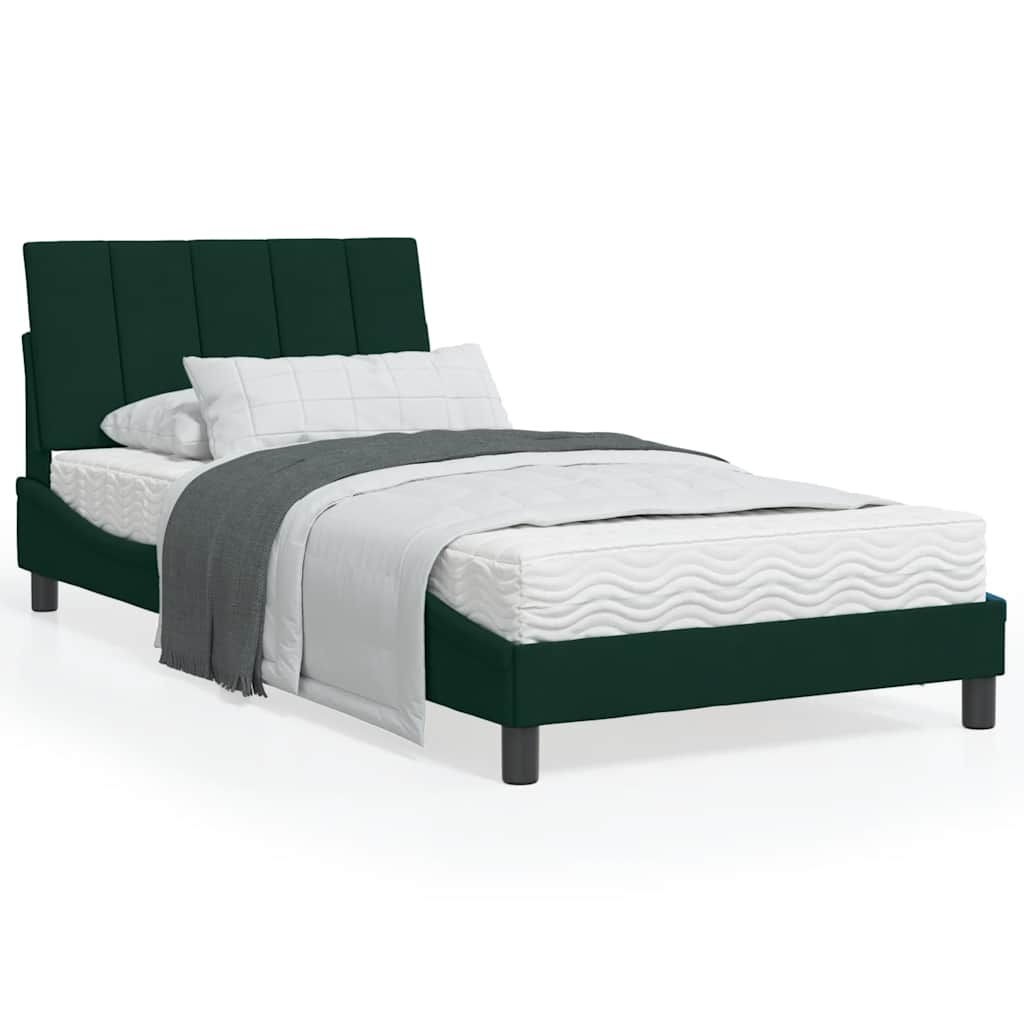 Letto con Materasso Hanko Verde Scuro 100x200 cm in Velluto | homemem39
