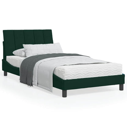Letto con Materasso Hanko Verde Scuro 100x200 cm in Velluto | homemem39