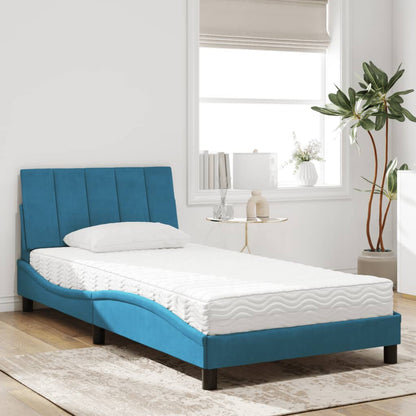 Letto con Materasso Blu 100x200 cm in Velluto - homemem39