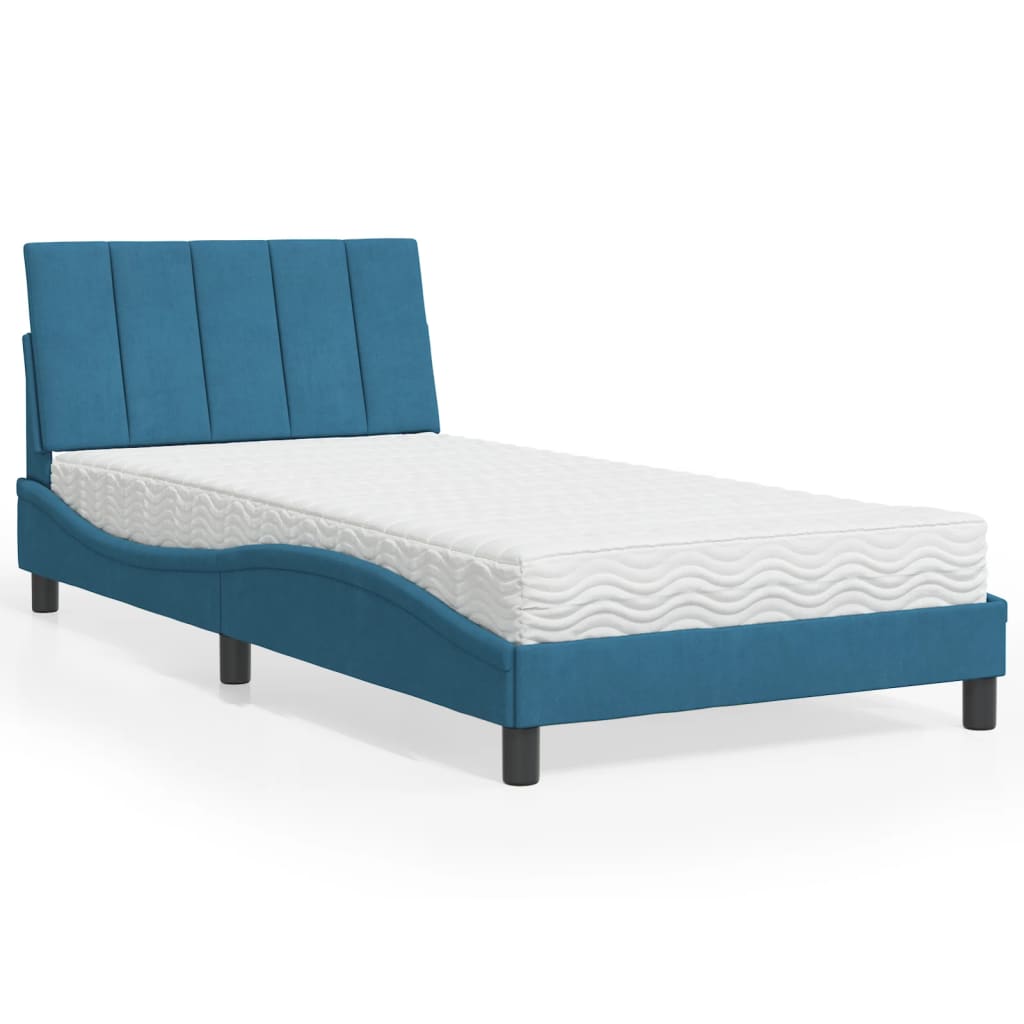 Letto con Materasso Blu 100x200 cm in Velluto - homemem39