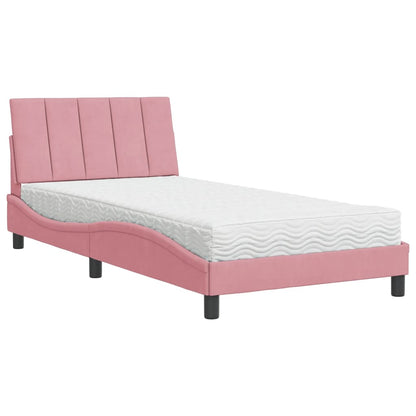 Letto con Materasso Hanko Rosa 100x200 cm in Velluto - homemem39