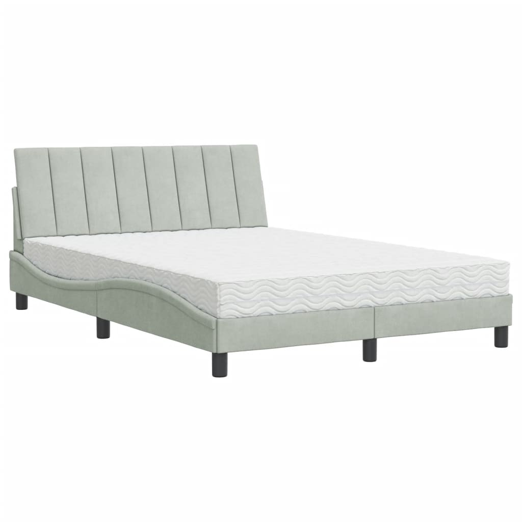 Letto con Materasso Hanko Grigio Chiaro 120x200 cm in Velluto