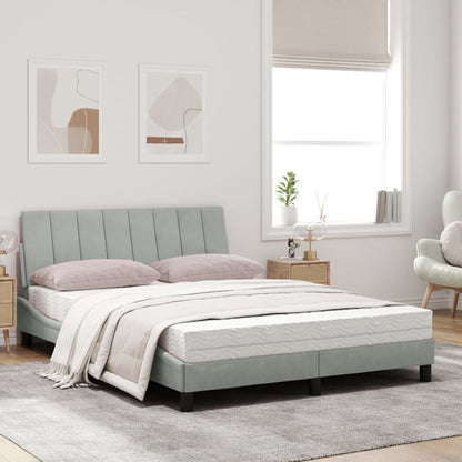 Letto con Materasso Hanko Grigio Chiaro 120x200 cm in Velluto