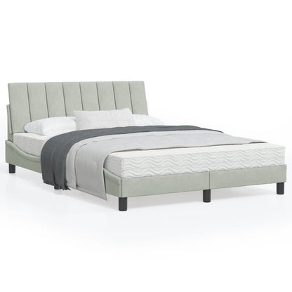 Letto con Materasso Hanko Grigio Chiaro 120x200 cm in Velluto