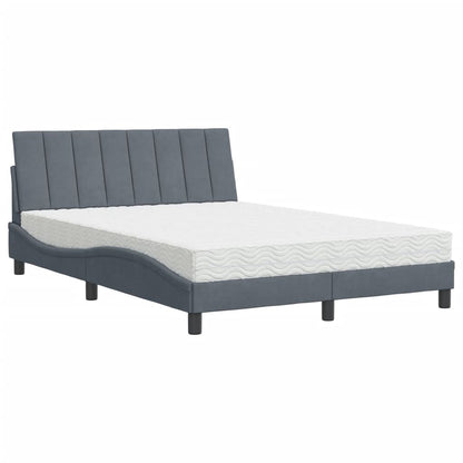 Letto con Materasso Hanko Grigio Scuro 120x200 cm in Velluto