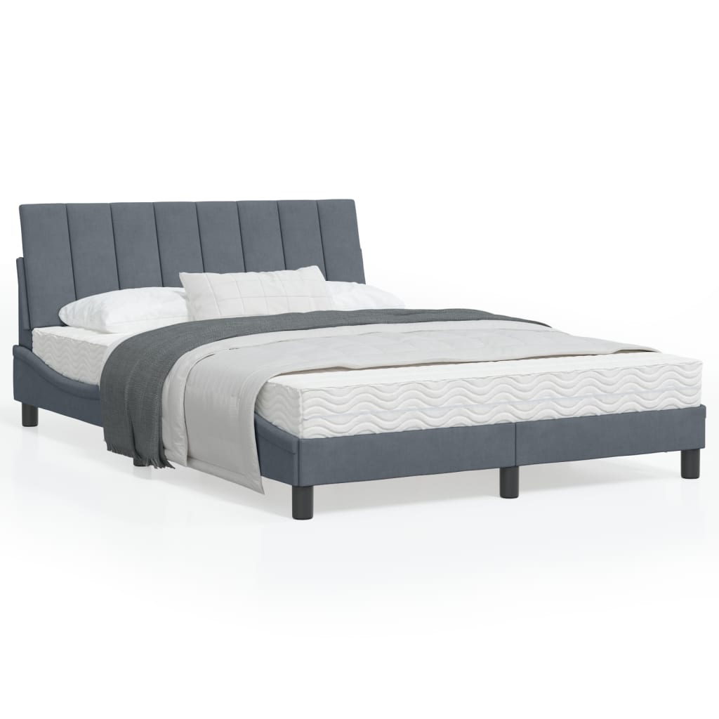 Letto con Materasso Hanko Grigio Scuro 120x200 cm in Velluto