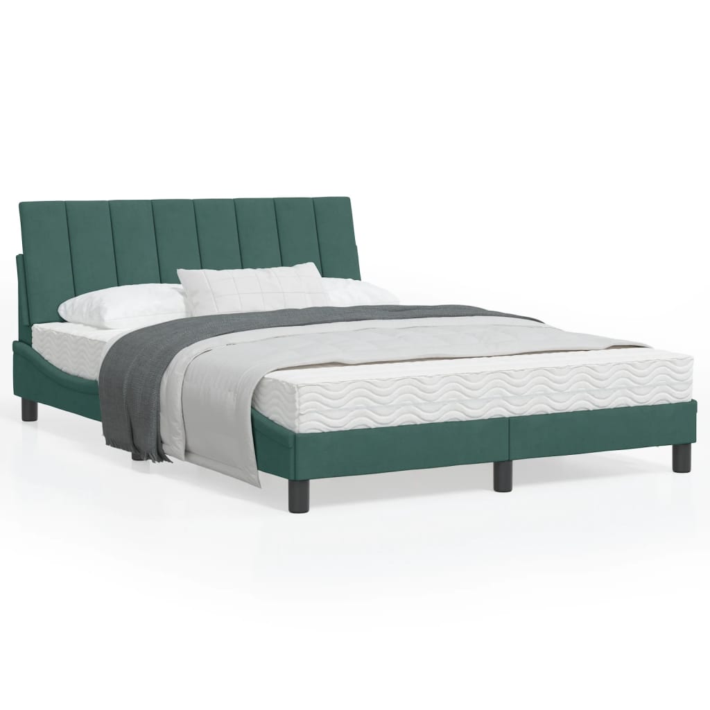 Letto con Materasso Hanko Verde Scuro 120x200 cm in Velluto