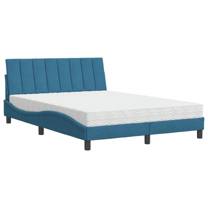 Letto con Materasso Blu 120x200 cm in Velluto