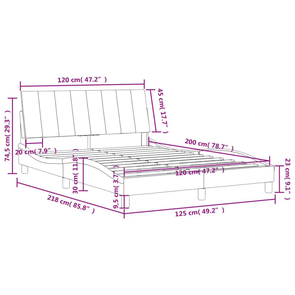 Letto con Materasso Blu 120x200 cm in Velluto