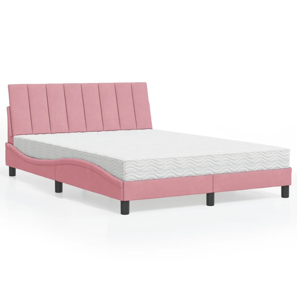 Letto con Materasso Hanko Rosa 120x200 cm in Velluto | homemem39