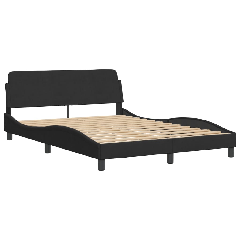 Letto con Materasso Nero 140x190 cm in Velluto