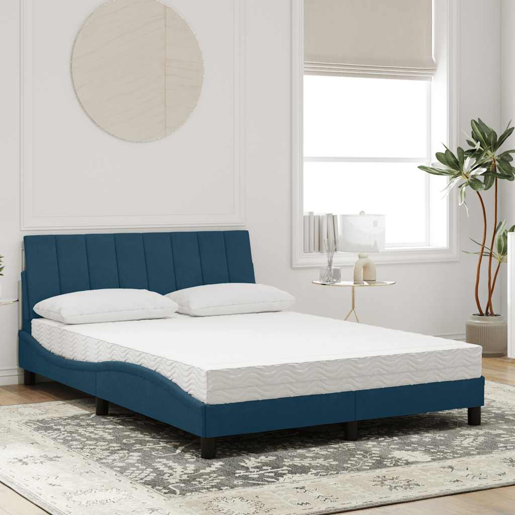 Letto con Materasso Hanko Blu 140x190 cm in Velluto | homemem39