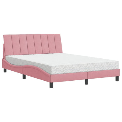 Letto con Materasso Hanko Rosa 140x190 cm in Velluto | homemem39