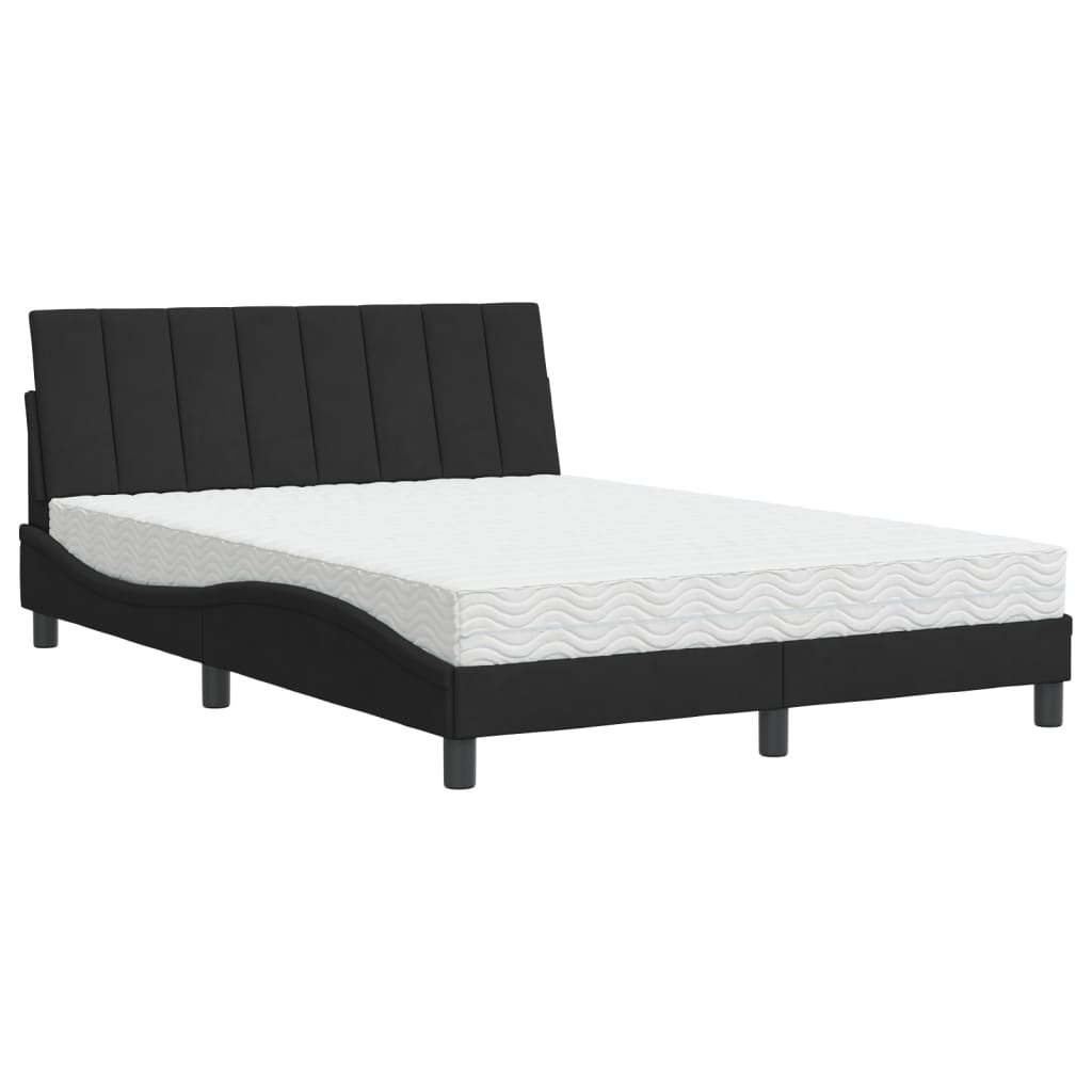 Letto con Materasso Hanko Nero 140x200 cm in Velluto - homemem39