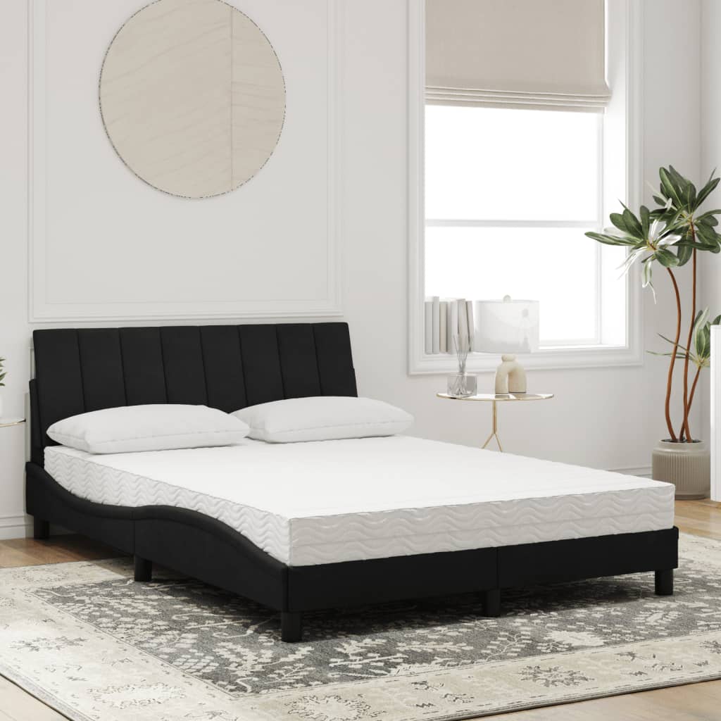 Letto con Materasso Hanko Nero 140x200 cm in Velluto - homemem39