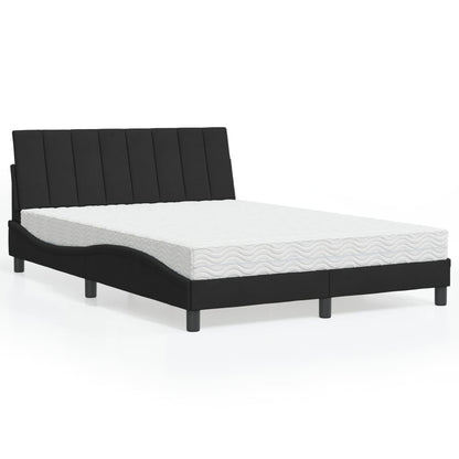 Letto con Materasso Hanko Nero 140x200 cm in Velluto - homemem39