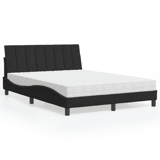 Letto con Materasso Hanko Nero 140x200 cm in Velluto - homemem39