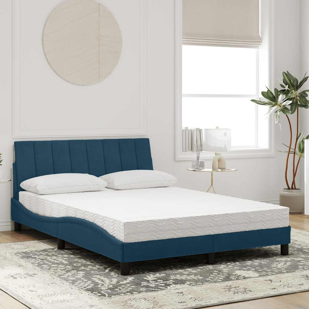 Letto con Materasso Hanko Blu 140x200 cm in Velluto | homemem39