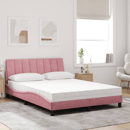 Letto con Materasso Hanko Rosa 140x200 cm in Velluto | homemem39