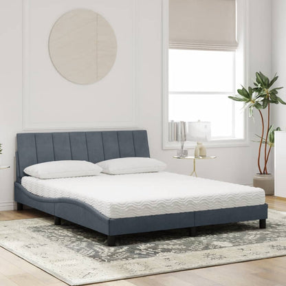 Letto con Materasso Hanko Grigio Scuro 160x200 cm in Velluto - homemem39