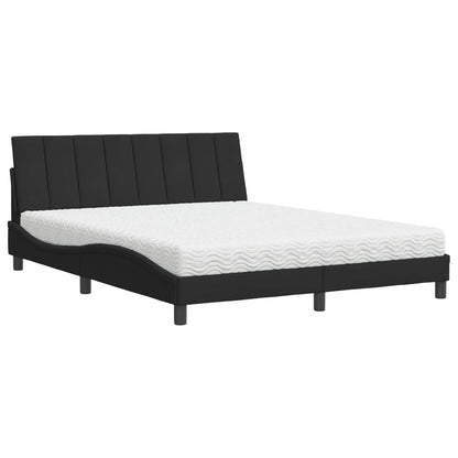 Letto con Materasso Hanko Nero 160x200 cm in Velluto - homemem39