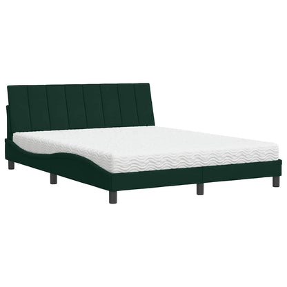 Letto con Materasso Hanko Verde Scuro 160x200 cm in Velluto | homemem39