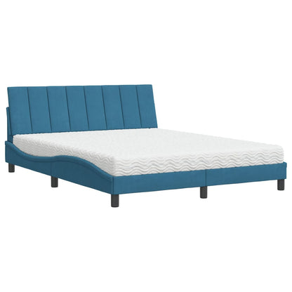 Letto con Materasso Hanko Blu 160x200 cm in Velluto - homemem39