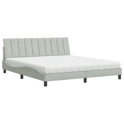 Letto con Materasso Hanko Grigio Chiaro 180x200 cm in Velluto - homemem39