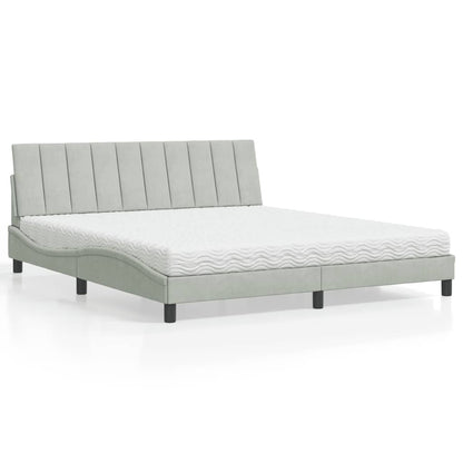 Letto con Materasso Hanko Grigio Chiaro 180x200 cm in Velluto - homemem39