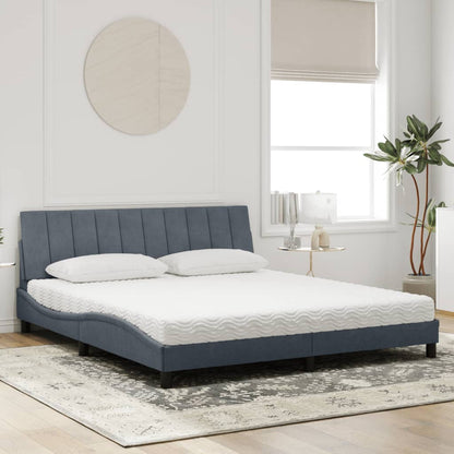 Letto con Materasso Grigio Scuro 180x200 cm in Velluto