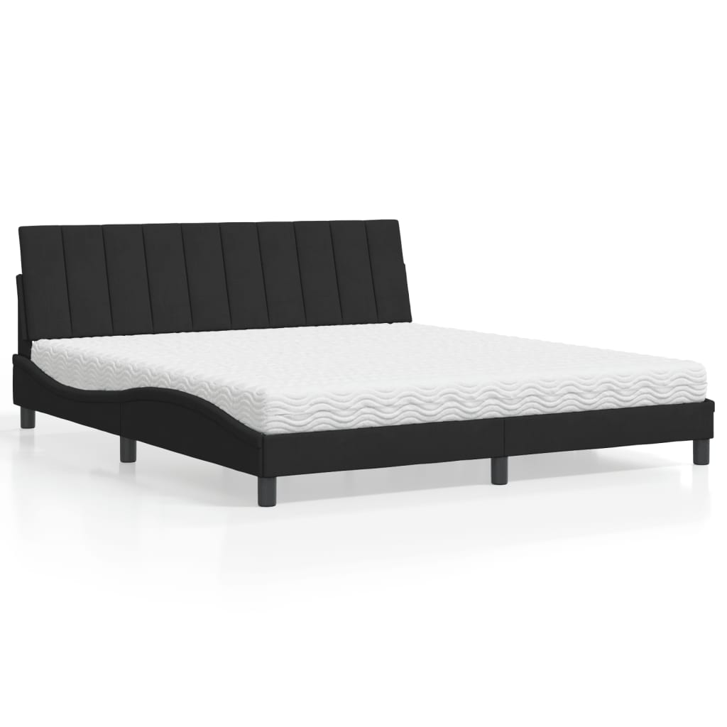 Letto con Materasso Hanko Nero 180x200 cm in Velluto - homemem39