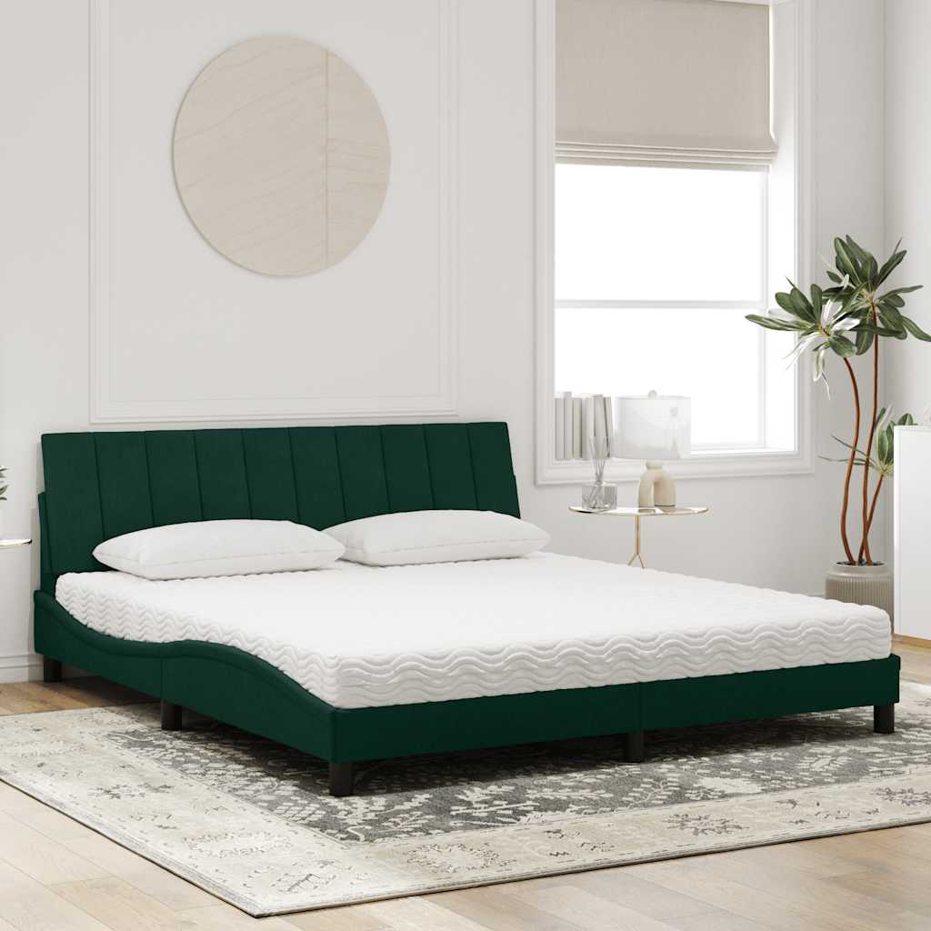 Letto con Materasso Hanko Verde Scuro 180x200 cm in Velluto | homemem39