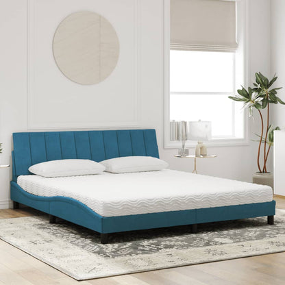 Letto con Materasso Hanko Blu 180x200 cm in Velluto - homemem39