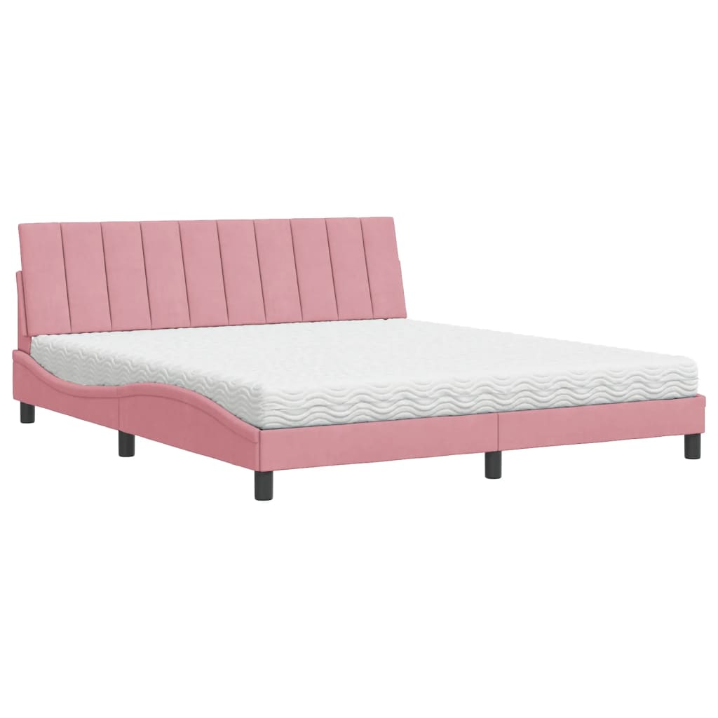 Letto con Materasso Rosa 180x200 cm in Velluto