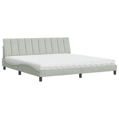 Letto con Materasso Hanko Grigio Chiaro 200x200cm Velluto