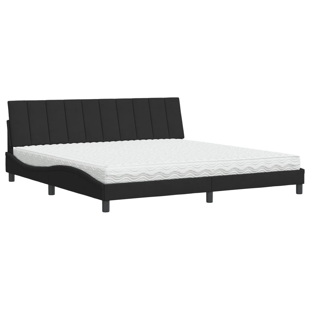 Letto con Materasso Hanko Nero 200x200 cm in Velluto - homemem39