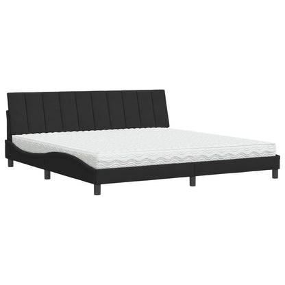 Letto con Materasso Hanko Nero 200x200 cm in Velluto - homemem39