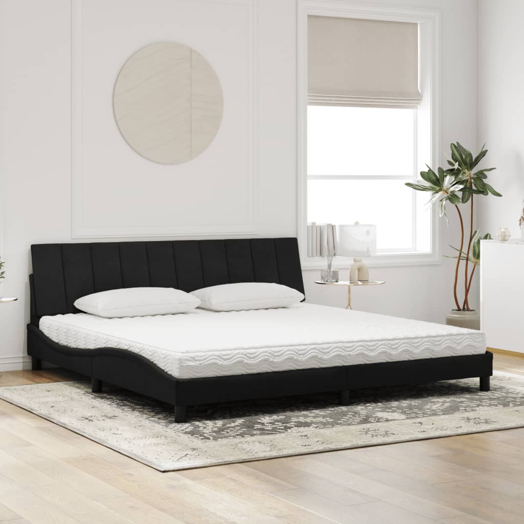 Letto con Materasso Hanko Nero 200x200 cm in Velluto - homemem39