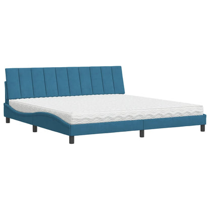Letto con Materasso Hanko Blu 200x200 cm Velluto