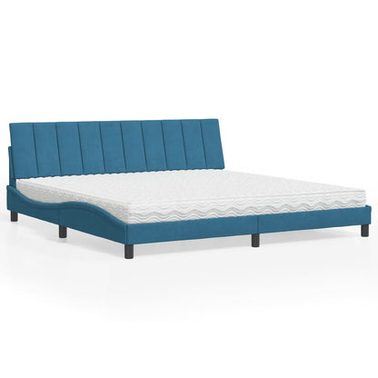 Letto con Materasso Hanko Blu 200x200 cm Velluto