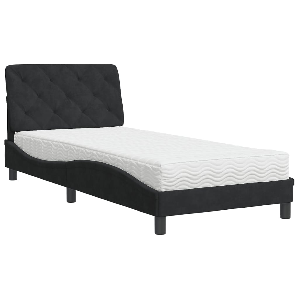 Letto con Materasso Nero 80x200 cm in Velluto - homemem39