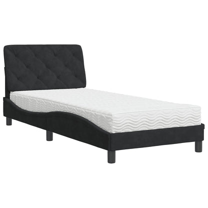 Letto con Materasso Nero 80x200 cm in Velluto - homemem39