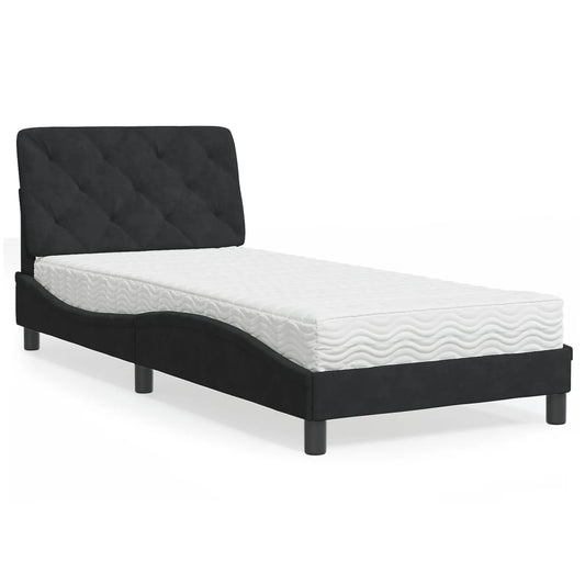 Letto con Materasso Nero 80x200 cm in Velluto - homemem39
